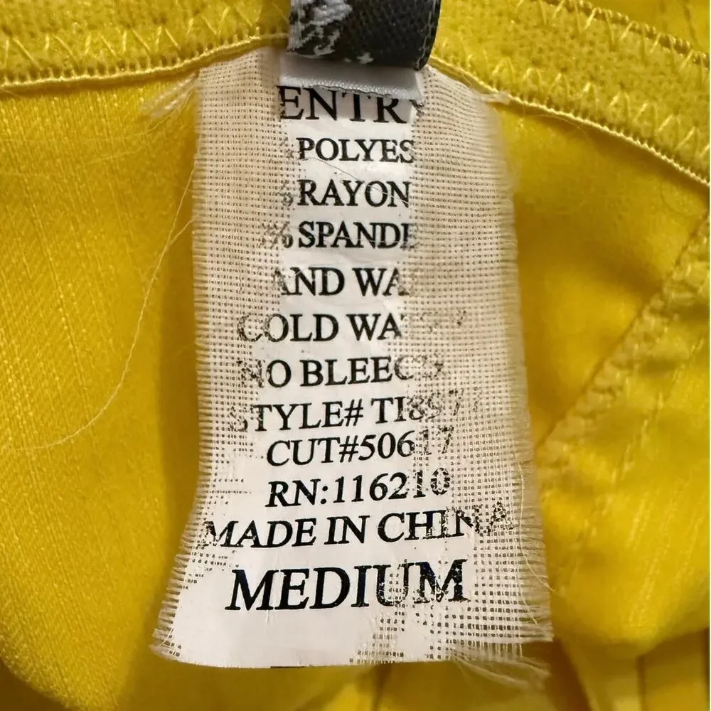 Entry Y2K Studded Corset Bustier Top Yellow Ruched Buckle Cami Medium McBling